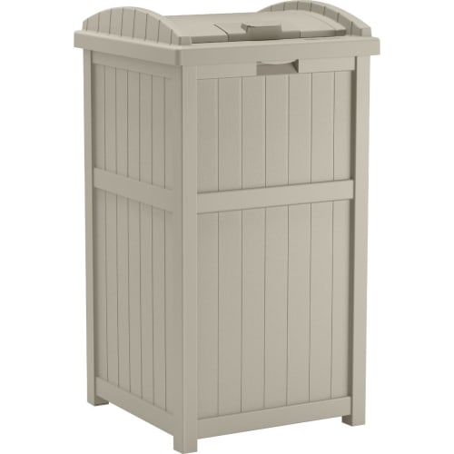 Suncast Commercial 30 Gallon Trash Hideaway Refuse Container, Light Taupe